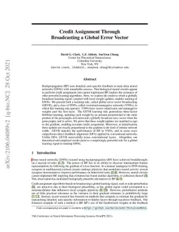 Credit Assignment Through Broadcasting a Global Error Vector