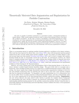 Theoretically Motivated Data Augmentation and Regularization for
  Portfolio Construction