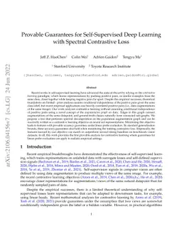 Provable Guarantees for Self-Supervised Deep Learning with Spectral
  Contrastive Loss