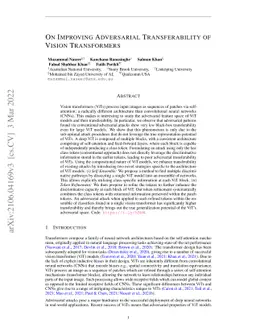 On Improving Adversarial Transferability of Vision Transformers