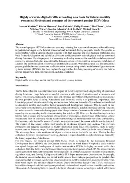 Highly accurate digital traffic recording as a basis for future mobility
  research: Methods and concepts of the research project HDV-Mess
