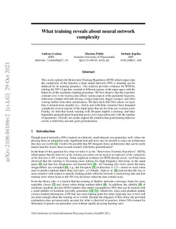 What training reveals about neural network complexity