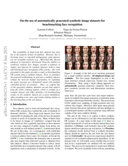 On the use of automatically generated synthetic image datasets for
  benchmarking face recognition