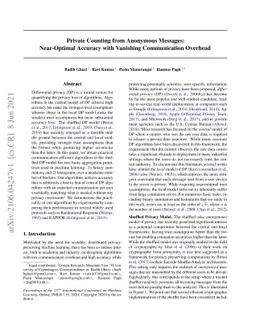 Private Counting from Anonymous Messages: Near-Optimal Accuracy with
  Vanishing Communication Overhead