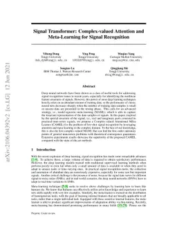 Signal Transformer: Complex-valued Attention and Meta-Learning for
  Signal Recognition