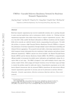 CSRNet: Cascaded Selective Resolution Network for Real-time Semantic
  Segmentation