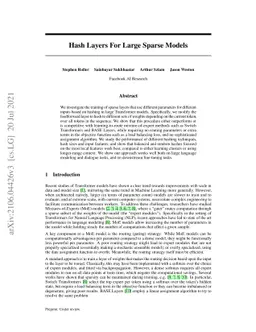 Hash Layers For Large Sparse Models