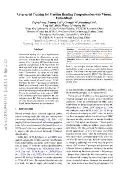 Adversarial Training for Machine Reading Comprehension with Virtual
  Embeddings