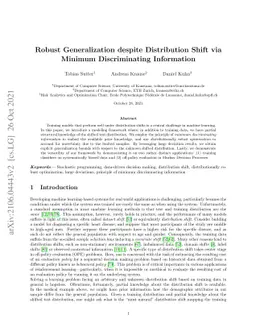 Robust Generalization despite Distribution Shift via Minimum
  Discriminating Information
