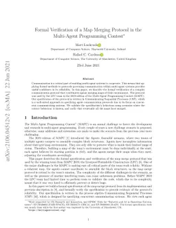 Formal Verification of a Map Merging Protocol in the Multi-Agent
  Programming Contest