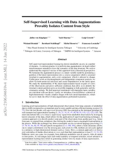 Self-Supervised Learning with Data Augmentations Provably Isolates
  Content from Style