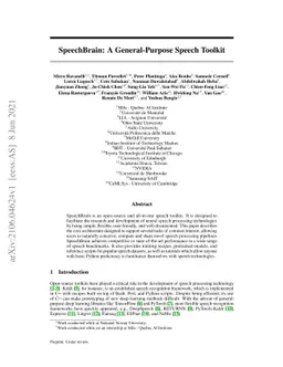 SpeechBrain: A General-Purpose Speech Toolkit