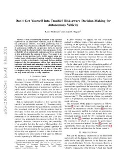 Don't Get Yourself into Trouble! Risk-aware Decision-Making for
  Autonomous Vehicles