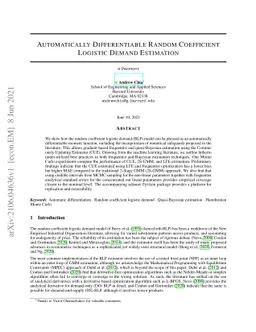 Automatically Differentiable Random Coefficient Logistic Demand
  Estimation