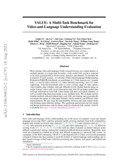 VALUE: A Multi-Task Benchmark for Video-and-Language Understanding
  Evaluation