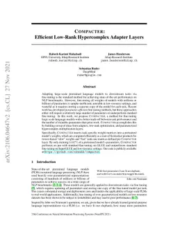 Compacter: Efficient Low-Rank Hypercomplex Adapter Layers