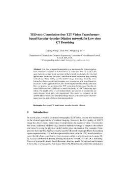 TED-net: Convolution-free T2T Vision Transformer-based Encoder-decoder
  Dilation network for Low-dose CT Denoising