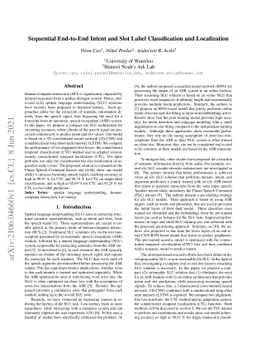 Sequential End-to-End Intent and Slot Label Classification and
  Localization