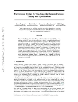 Curriculum Design for Teaching via Demonstrations: Theory and
  Applications
