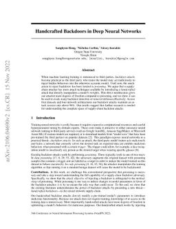 Handcrafted Backdoors in Deep Neural Networks