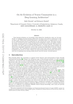 On the Evolution of Neuron Communities in a Deep Learning Architecture