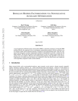 Boolean Matrix Factorization via Nonnegative Auxiliary Optimization