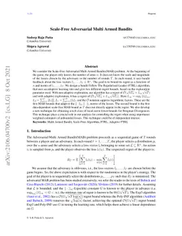 Scale Free Adversarial Multi Armed Bandits