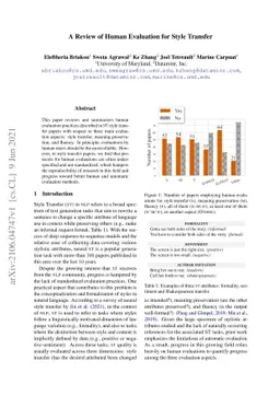 A Review of Human Evaluation for Style Transfer