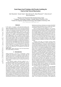 Semi-Supervised Training with Pseudo-Labeling for End-to-End Neural
  Diarization