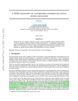 A 2020 taxonomy of algorithms inspired on living beings behavior