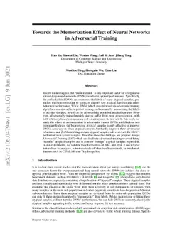 Towards the Memorization Effect of Neural Networks in Adversarial
  Training