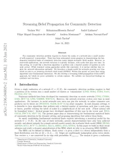 Streaming Belief Propagation for Community Detection
