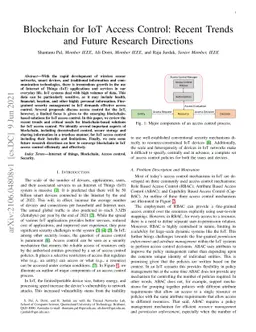 Blockchain for IoT Access Control: Recent Trends and Future Research
  Directions