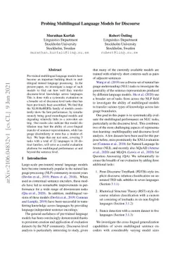 Probing Multilingual Language Models for Discourse