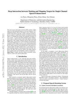 Deep Interaction between Masking and Mapping Targets for Single-Channel
  Speech Enhancement