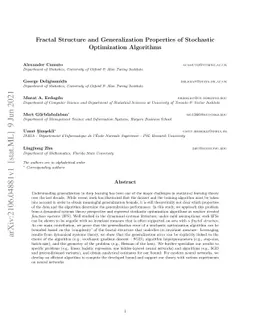 Fractal Structure and Generalization Properties of Stochastic
  Optimization Algorithms