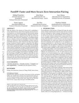 FastZIP: Faster and More Secure Zero-Interaction Pairing