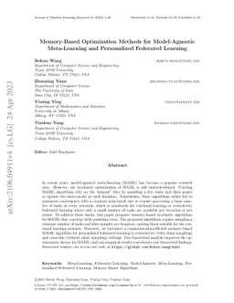 Memory-Based Optimization Methods for Model-Agnostic Meta-Learning and
  Personalized Federated Learning