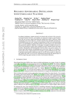 Reliable Adversarial Distillation with Unreliable Teachers