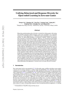 Unifying Behavioral and Response Diversity for Open-ended Learning in
  Zero-sum Games