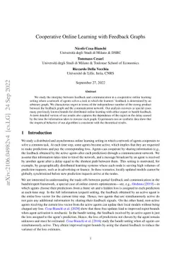Cooperative Online Learning with Feedback Graphs