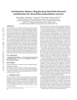 Initialization Matters: Regularizing Manifold-informed Initialization
  for Neural Recommendation Systems