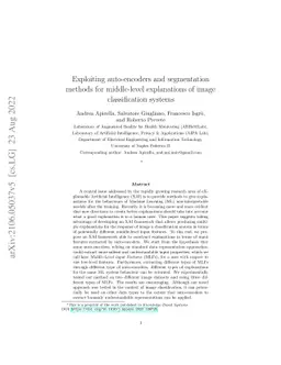 Exploiting auto-encoders and segmentation methods for middle-level
  explanations of image classification systems