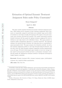 Estimation of Optimal Dynamic Treatment Assignment Rules under Policy
  Constraints