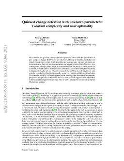 Quickest change detection with unknown parameters: Constant complexity
  and near optimality