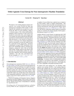 Order-Agnostic Cross Entropy for Non-Autoregressive Machine Translation