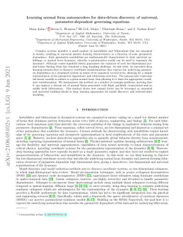 Learning normal form autoencoders for data-driven discovery of
  universal,parameter-dependent governing equations