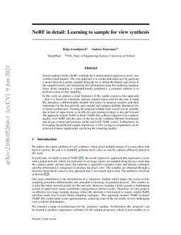 NeRF in detail: Learning to sample for view synthesis