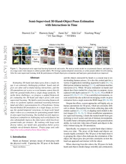 Semi-Supervised 3D Hand-Object Poses Estimation with Interactions in
  Time