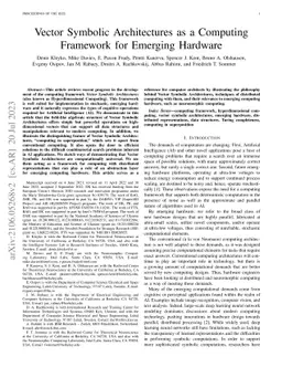 Vector Symbolic Architectures as a Computing Framework for Emerging
  Hardware